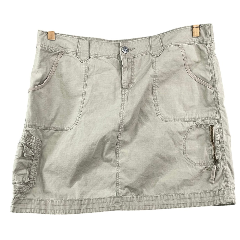 Cabela's Cargo Skirt Womens 18 Khaki Tan‎ Ripstop Cotton Utility Mini Skirt Hike